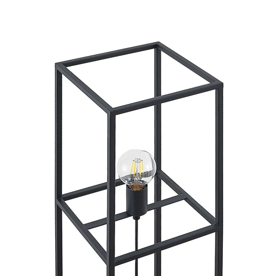 Lindby Jordana vloerlamp, frame, zwart, 1-lamp.