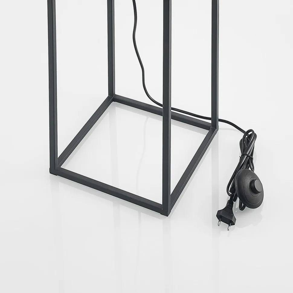 Lindby Jordana vloerlamp, frame, zwart, 1-lamp.