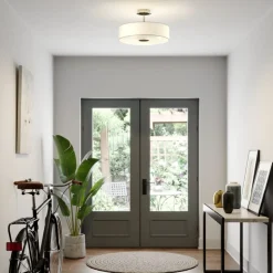 Lindby Josia plafondlamp, wit, stof, Ø 47 cm, E27