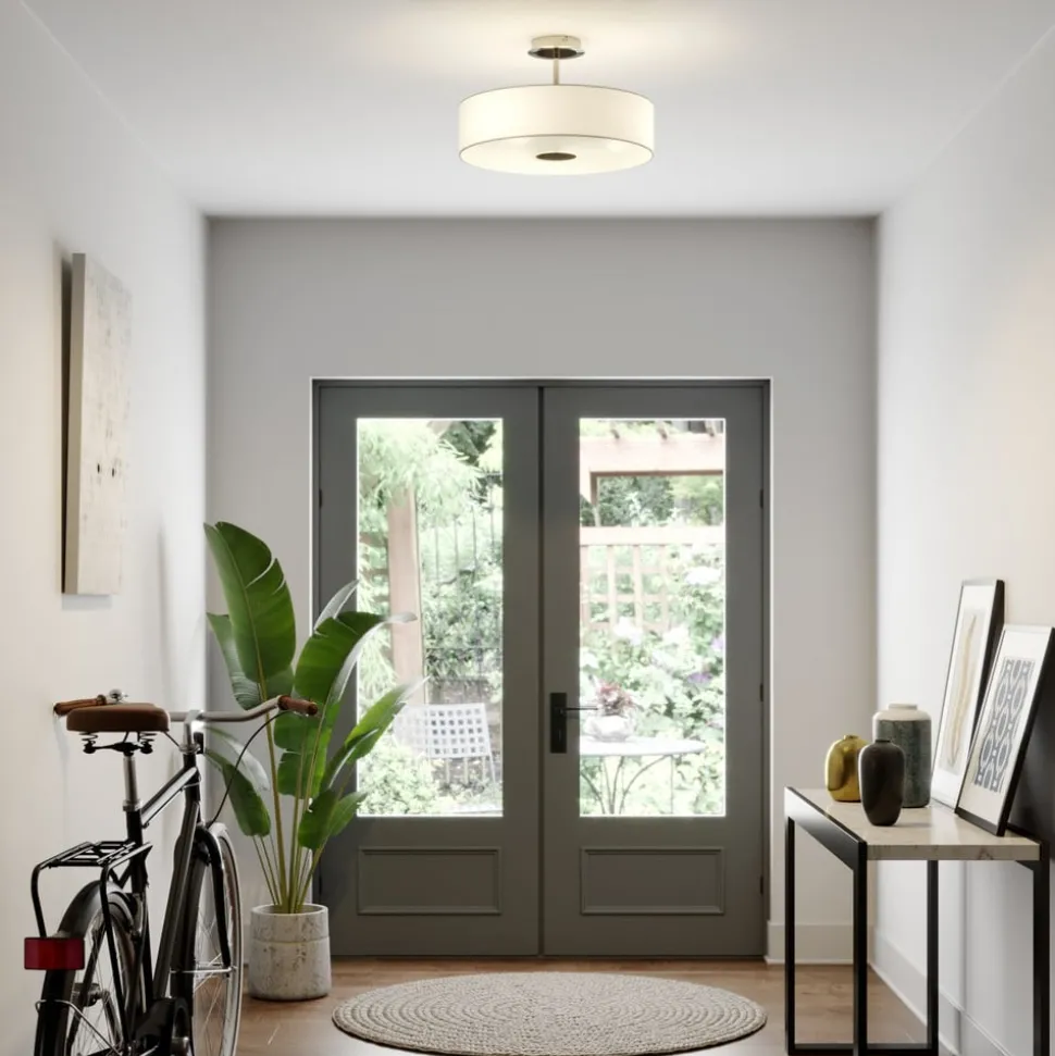 Lindby Josia plafondlamp, wit, stof, Ø 47 cm, E27