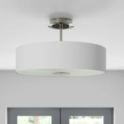 Lindby Josia plafondlamp, wit, stof, Ø 47 cm, E27