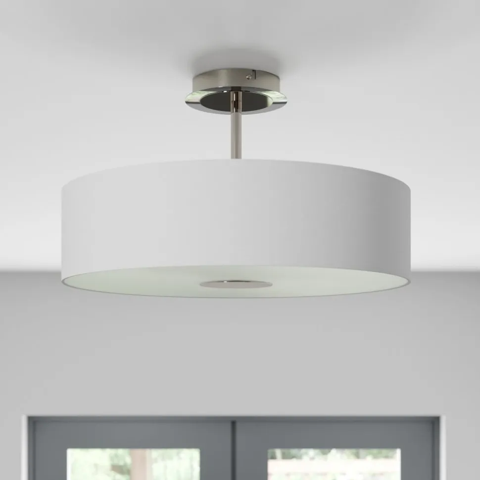 Lindby Josia plafondlamp, wit, stof, Ø 47 cm, E27