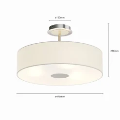 Lindby Josia plafondlamp, wit, stof, Ø 47 cm, E27