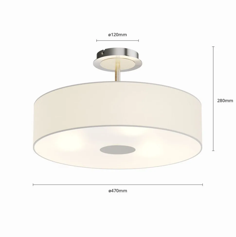 Lindby Josia plafondlamp, wit, stof, Ø 47 cm, E27