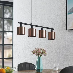 Lindby Joudy hanglamp, 4-lamps, brons donker