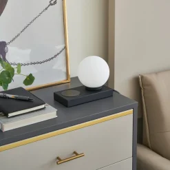 Lindby Junis tafellamp, zwart, oplaadfunctie