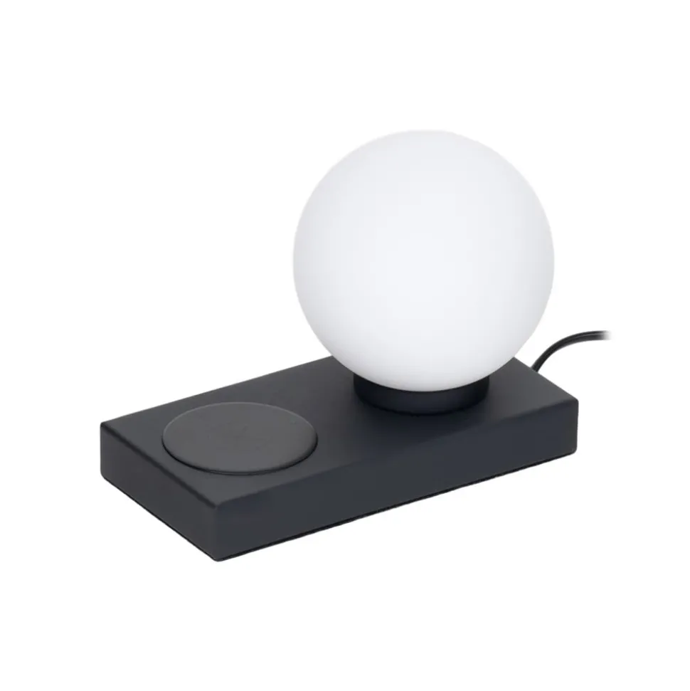 Lindby Junis tafellamp, zwart, oplaadfunctie