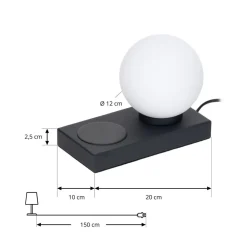 Lindby Junis tafellamp, zwart, oplaadfunctie