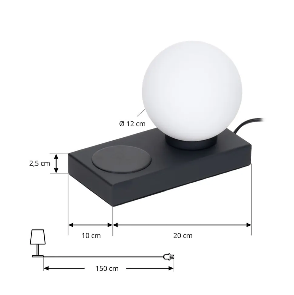 Lindby Junis tafellamp, zwart, oplaadfunctie