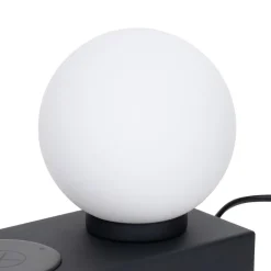 Lindby Junis tafellamp, zwart, oplaadfunctie