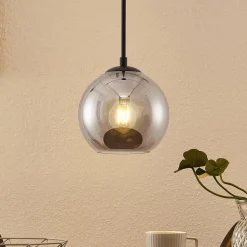 Lindby Jurian hanglamp 1-lamp, zwart/roker