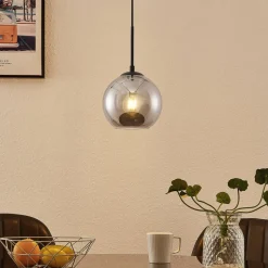 Lindby Jurian hanglamp 1-lamp, zwart/roker