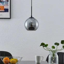 Lindby Jurian hanglamp 1-lamp, zwart/roker