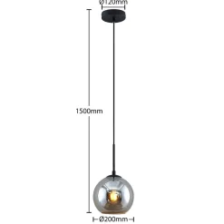 Lindby Jurian hanglamp 1-lamp, zwart/roker