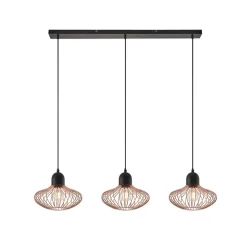 Lindby Justinos hanglamp, 3-lamps, koper