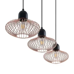 Lindby Justinos hanglamp, 3-lamps, koper
