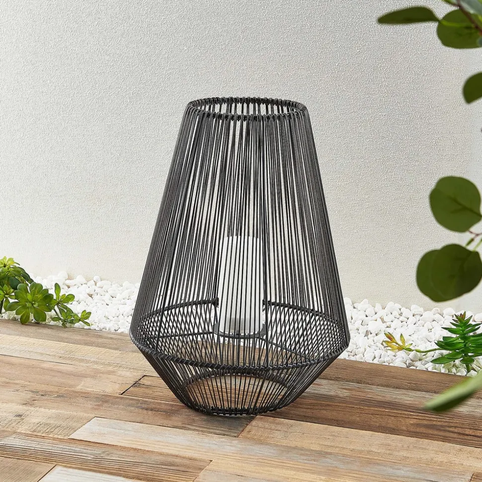 Lindby Kaati LED solar-lantaarn, rotanoptiek 37 cm