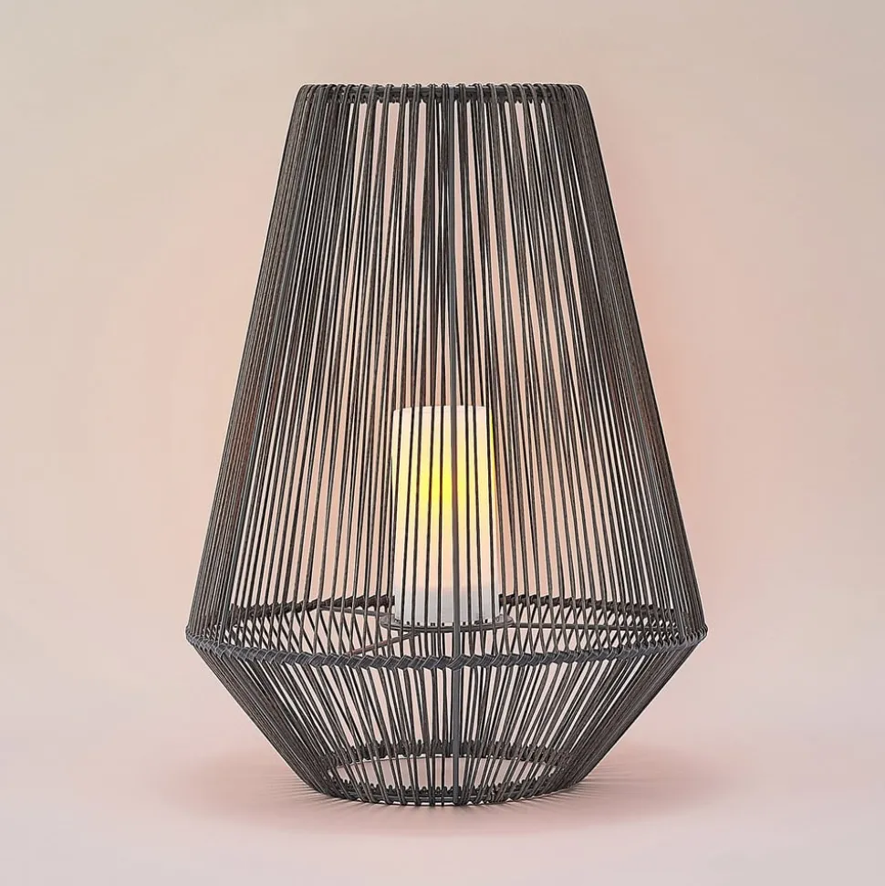 Lindby Kaati LED solar-lantaarn, rotanoptiek 37 cm