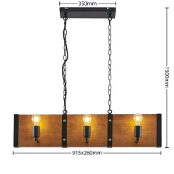 Lindby Kamilja hanglamp voor de eetkamer, hout