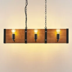 Lindby Kamilja hanglamp voor de eetkamer, hout