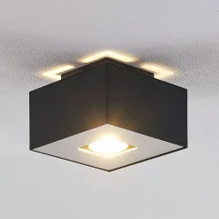 Lindby Kasi plafondlamp, zwart 1-lamp 14 x 14cm