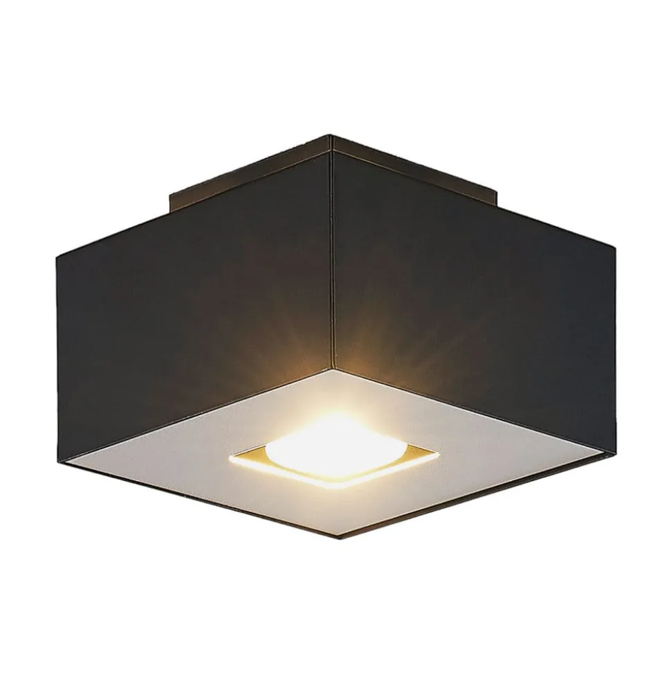 Lindby Kasi plafondlamp, zwart 1-lamp 14 x 14cm