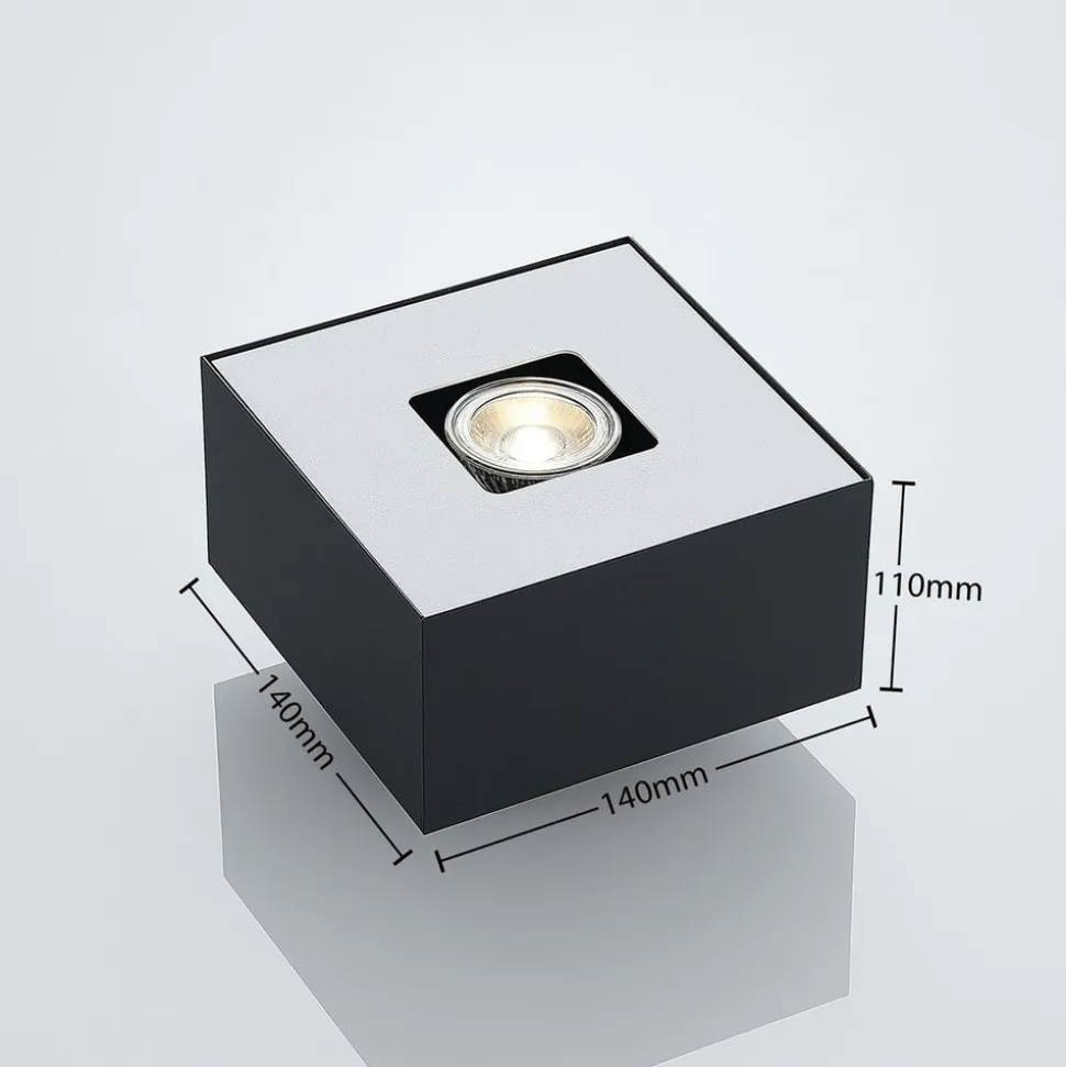 Lindby Kasi plafondlamp, zwart 1-lamp 14 x 14cm