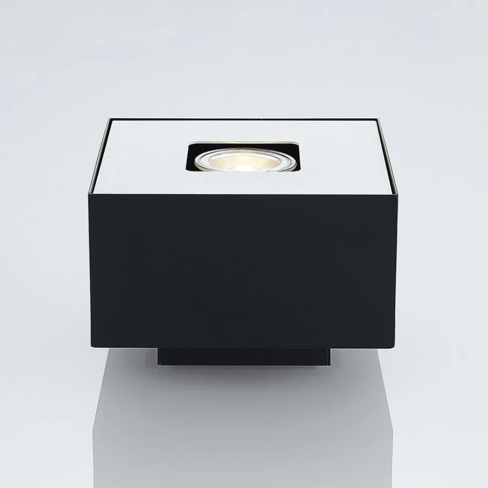 Lindby Kasi plafondlamp, zwart 1-lamp 14 x 14cm