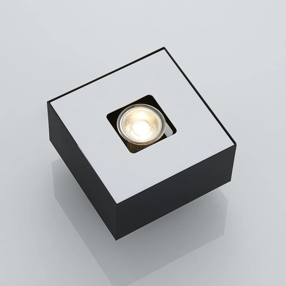 Lindby Kasi plafondlamp, zwart 1-lamp 14 x 14cm