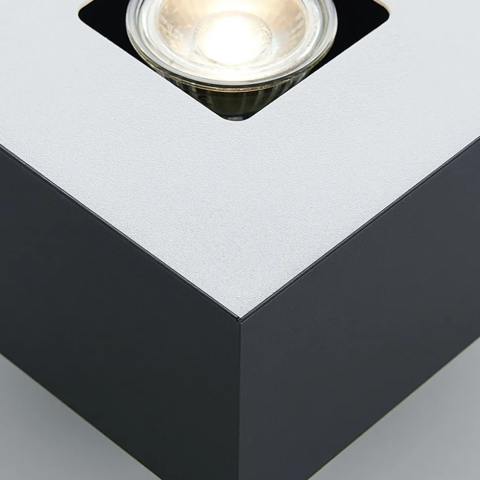 Lindby Kasi plafondlamp, zwart 1-lamp 14 x 14cm