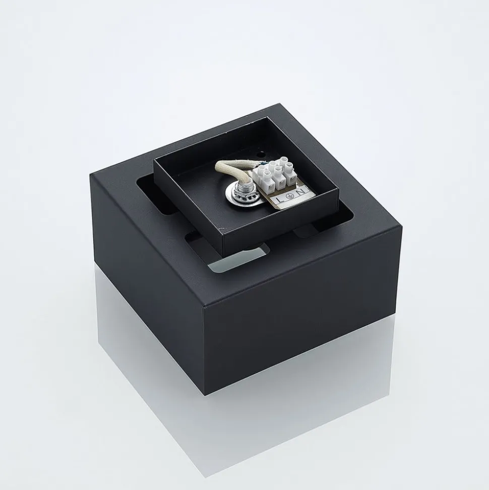 Lindby Kasi plafondlamp, zwart 1-lamp 14 x 14cm