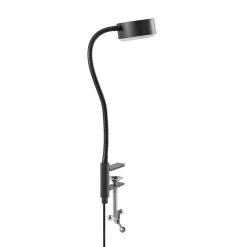 Lindby Kaylou klemlamp, zwart, flexibele arm, aluminium