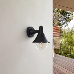 Lindby Keicy buitenwandlamp, zwart, kunststof, IP44