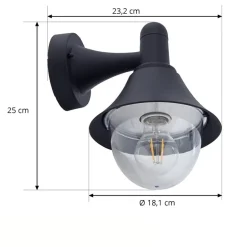 Lindby Keicy buitenwandlamp, zwart, kunststof, IP44