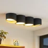 Lindby Kianush plafondlamp 4-lamps lang zwart
