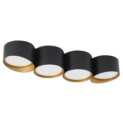 Lindby Kianush plafondlamp 4-lamps lang zwart