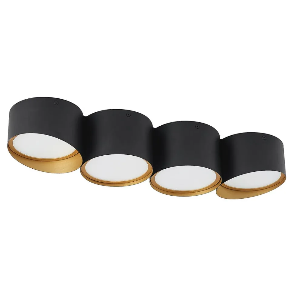 Lindby Kianush plafondlamp 4-lamps lang zwart