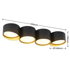 Lindby Kianush plafondlamp 4-lamps lang zwart