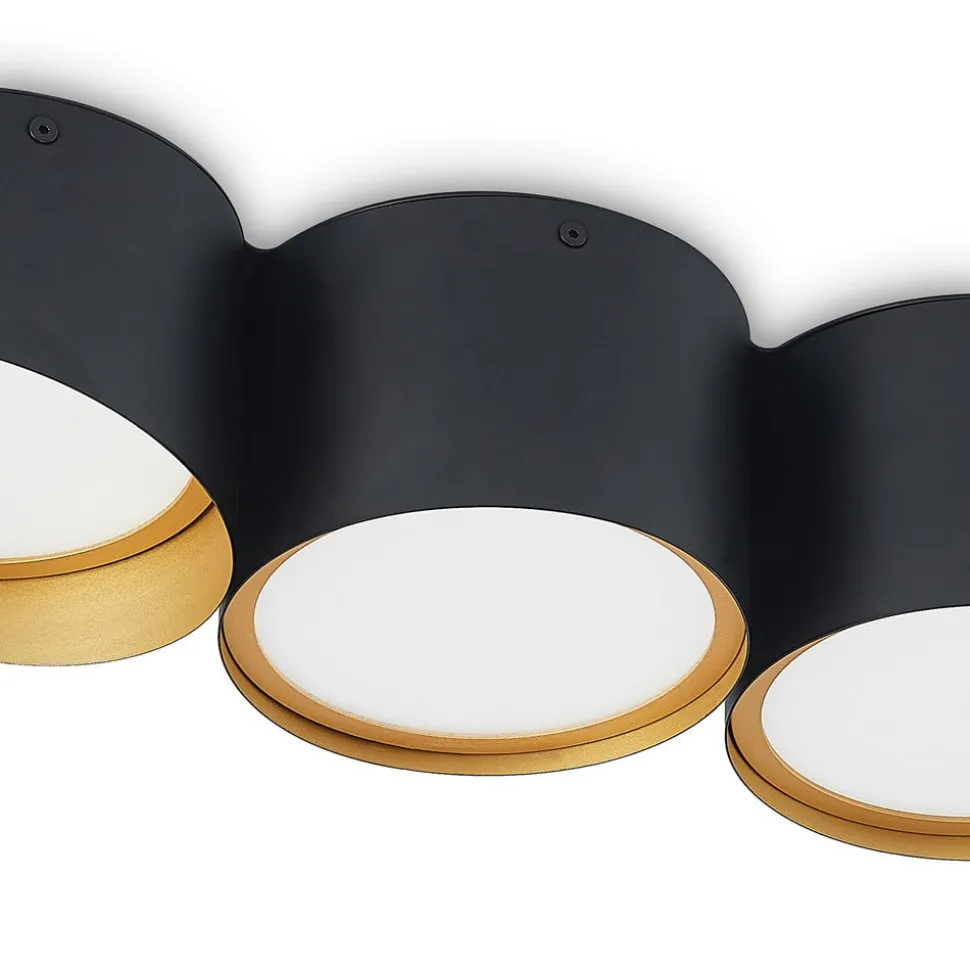 Lindby Kianush plafondlamp 4-lamps lang zwart