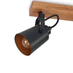 Lindby Kimban plafondspot, 5-lamps, 106 cm, hout, metaal