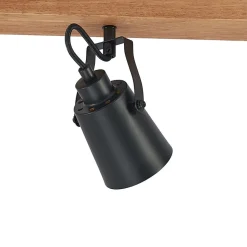 Lindby Kimban plafondspot, 5-lamps, 106 cm, hout, metaal