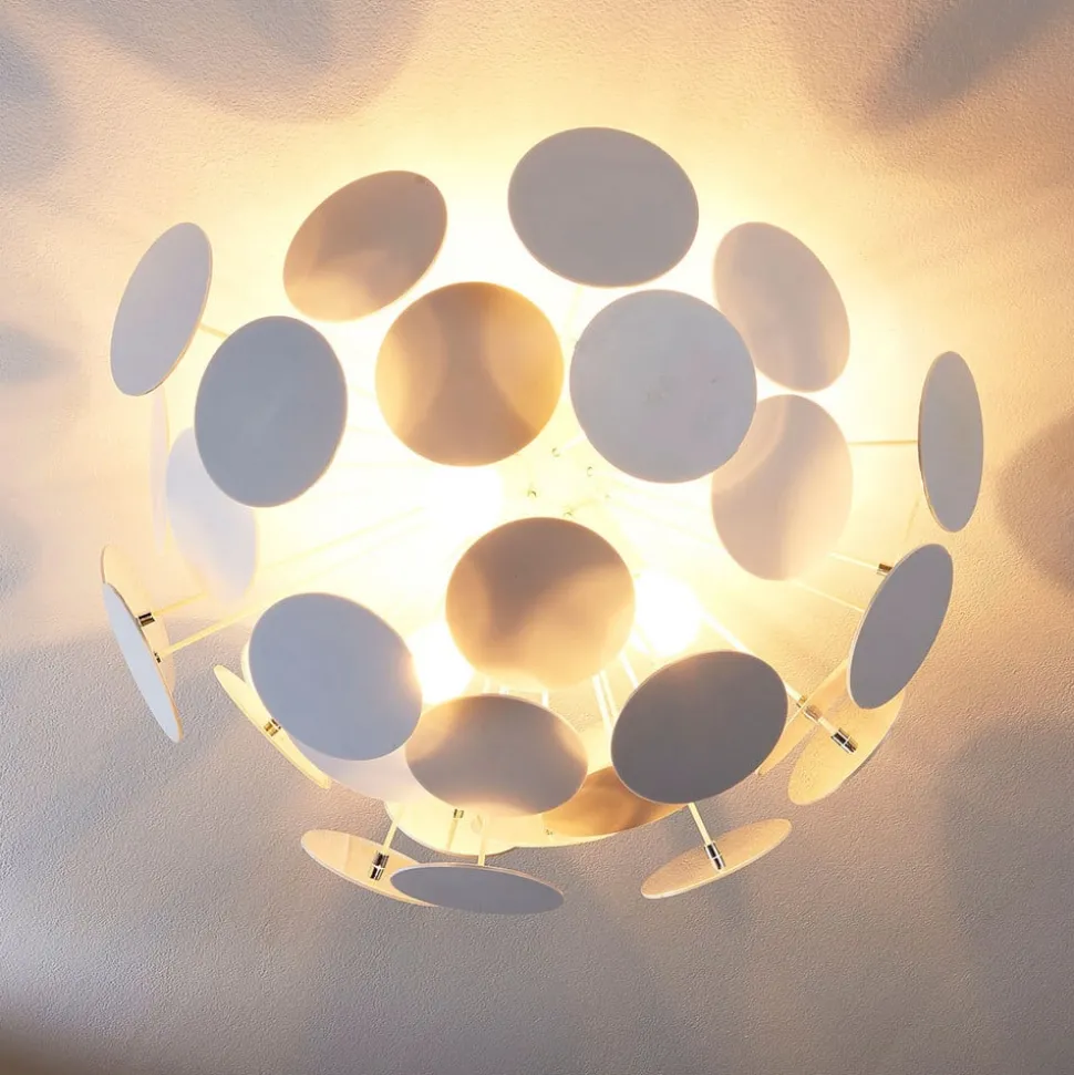 Lindby Kinan plafondlamp, Ø 54 cm, wit, metaal, E14