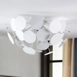 Lindby Kinan plafondlamp, Ø 54 cm, wit, metaal, E14