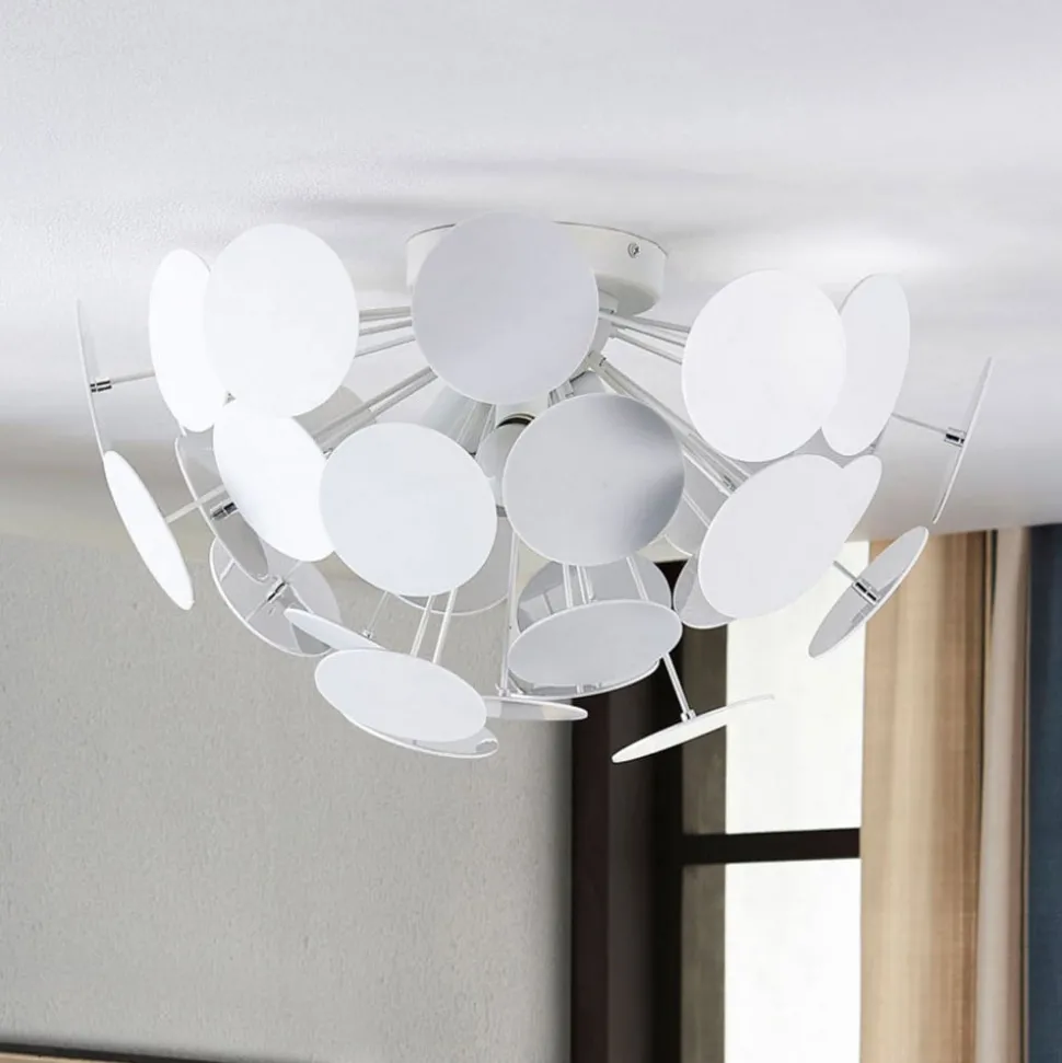 Lindby Kinan plafondlamp, Ø 54 cm, wit, metaal, E14