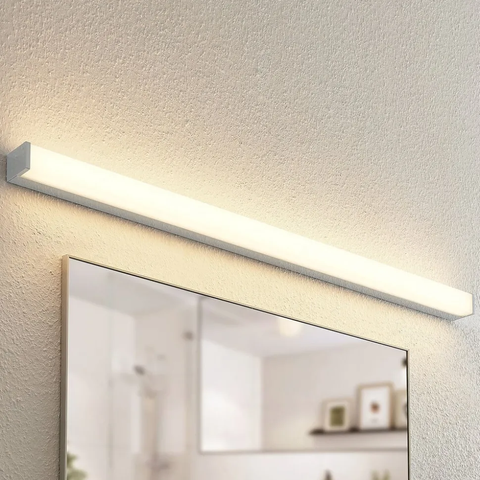 Lindby Klea LED badkamerlamp, 120 cm, chroom, metaal, IP44