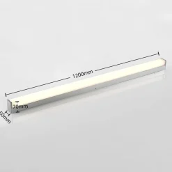 Lindby Klea LED badkamerlamp, 120 cm, chroom, metaal, IP44