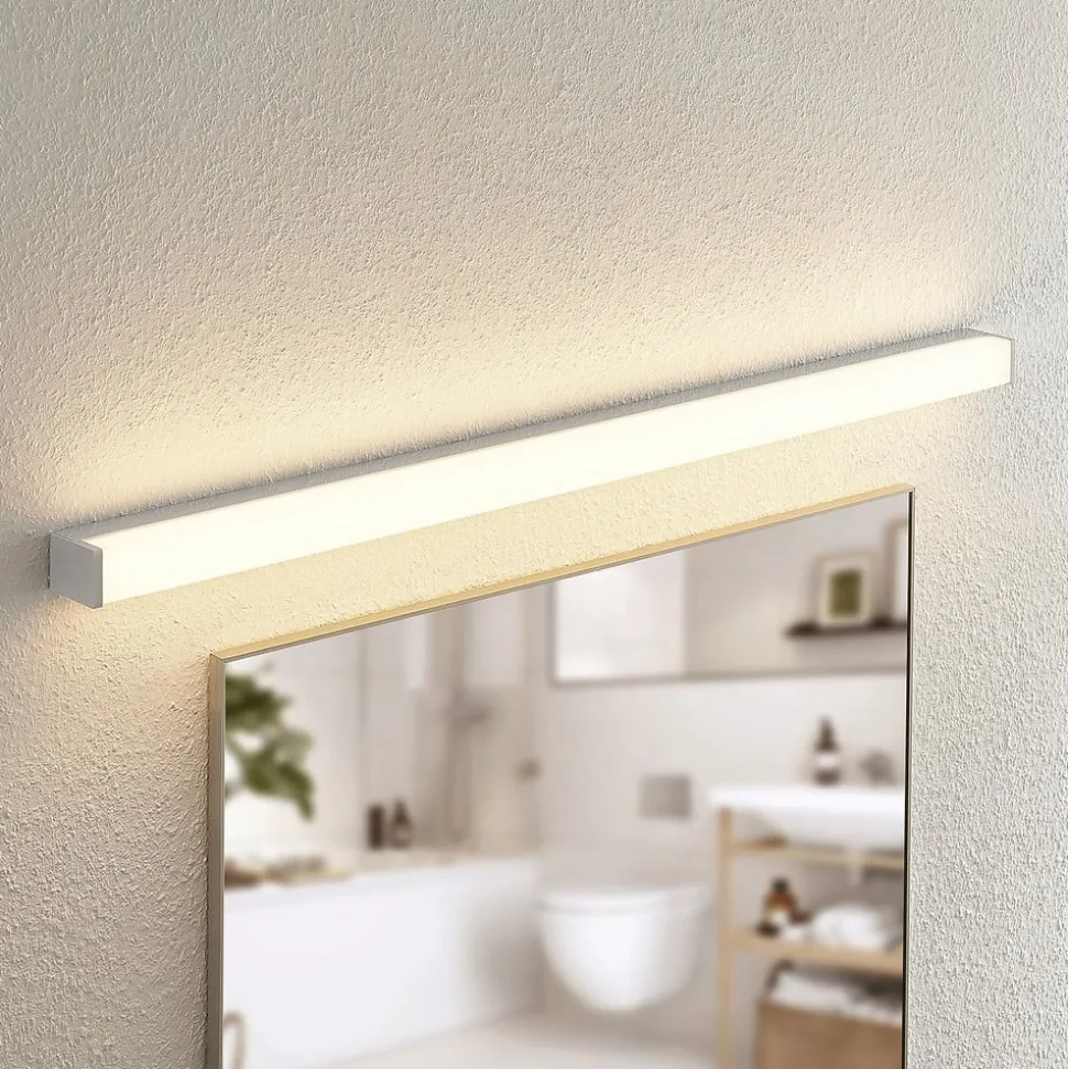 Lindby Klea LED badkamerlamp, 120 cm, chroom, metaal, IP44