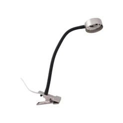 Lindby klemlamp Jyla nikkel/zwarte lens 3000K flexibele arm
