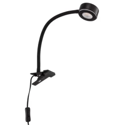 Lindby klemlamp Jyla, zwart, 4000K, flexibele arm, GX53