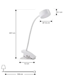 Lindby klemlamp Maori, wit, metaal, CCT, dimbaar.